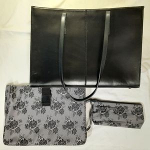 Wilson's Leather Icon Tote Bag W/ Makeup Pouch Laptop Tablet Protection Sleeve